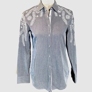 NWT rag & bone Anthropologie Striped eyelet blouse Women XS